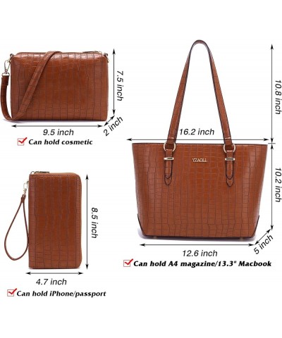 Purses for Women Faux Leather Medium Large Tote Satchel Shoulder Purse Handbag Wallet set Zn-newbrown-3pcs $20.64 Totes