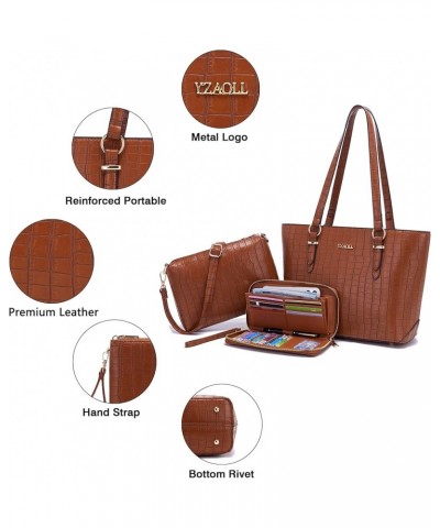 Purses for Women Faux Leather Medium Large Tote Satchel Shoulder Purse Handbag Wallet set Zn-newbrown-3pcs $20.64 Totes