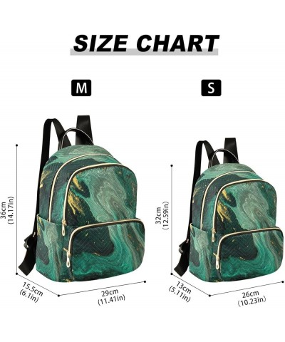 Backpack Purse for Women Green Glittering Marble, Mini Fashion Backpack Abstract Golden Griotte Lightweight Casual Daypack Sh...