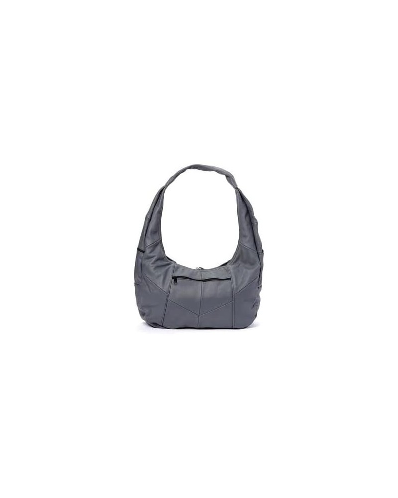 Top Zip Hobo Genuine Mexican Leather Bag - MULTICOLORED Gray $25.00 Hobo Bags