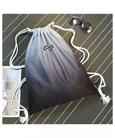 Drawstring Rucksack String Satchel Purse Shoulder Bag Bag Blue Black/Grey 13.8" x 16.9"(L*H) $10.43 Backpacks