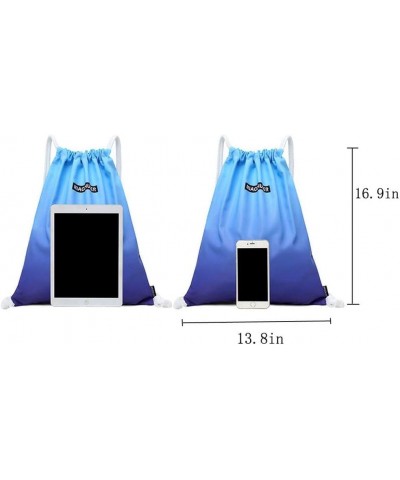 Drawstring Rucksack String Satchel Purse Shoulder Bag Bag Blue Black/Grey 13.8" x 16.9"(L*H) $10.43 Backpacks