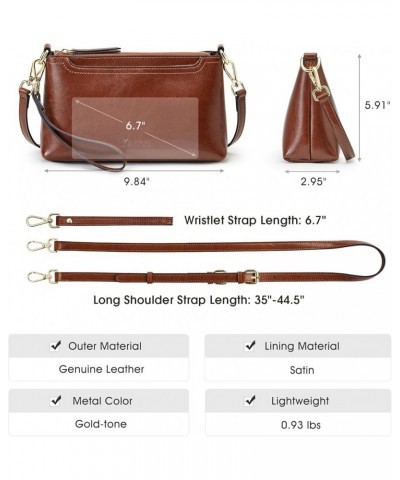 Leather Crossbody Bags for Women Trendy, Small Shoulder Purses and Handbags, Wristlet Clutch Wallet with 2 Straps Dark Brown ...