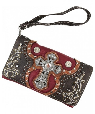 Concealed Carry Laser Cut Concho Cross Antique Embroidery Handbag Red Wallet Only $28.74 Shoulder Bags