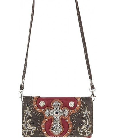 Concealed Carry Laser Cut Concho Cross Antique Embroidery Handbag Red Wallet Only $28.74 Shoulder Bags