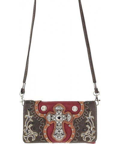 Concealed Carry Laser Cut Concho Cross Antique Embroidery Handbag Red Wallet Only $28.74 Shoulder Bags