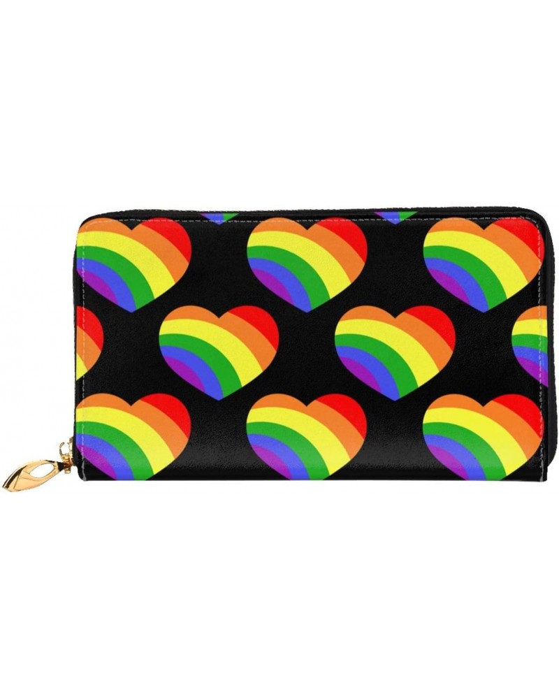 Rainbow Hearts Gay Lgbt Leather Long Wallet Card Holder Organizer Wallet Zipper Wristlet Clutch Bag For Men Women $28.50 Wris...