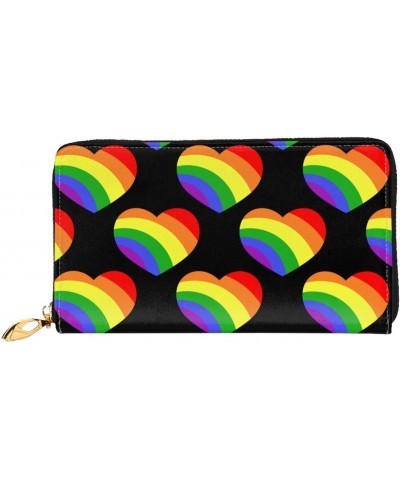 Rainbow Hearts Gay Lgbt Leather Long Wallet Card Holder Organizer Wallet Zipper Wristlet Clutch Bag For Men Women $28.50 Wris...