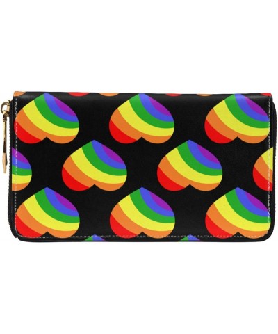 Rainbow Hearts Gay Lgbt Leather Long Wallet Card Holder Organizer Wallet Zipper Wristlet Clutch Bag For Men Women $28.50 Wris...