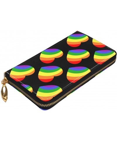 Rainbow Hearts Gay Lgbt Leather Long Wallet Card Holder Organizer Wallet Zipper Wristlet Clutch Bag For Men Women $28.50 Wris...