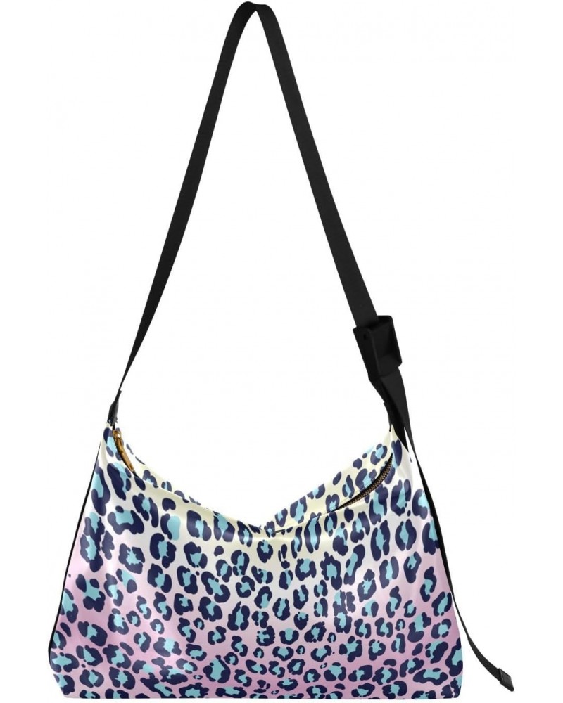 Leopard Print Rainbow Color Geometric Womens Tote Bag Leather Shoulder Bag For Women Men Large Hobo Cross Body Bags Handbag $...