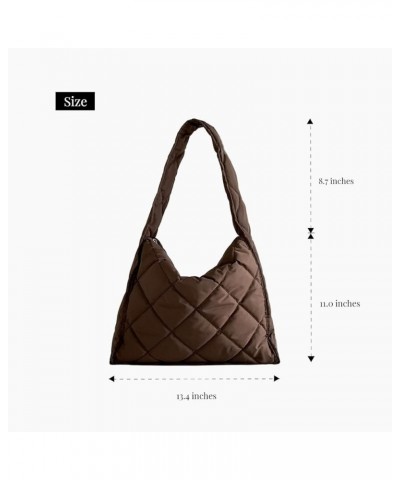 Quilted Puffer Tote Bag Women Chic Puffer Shoulder Bag for Women Trendy Quilted Purse Puffy Bag Large Capacity Beige $16.42 T...