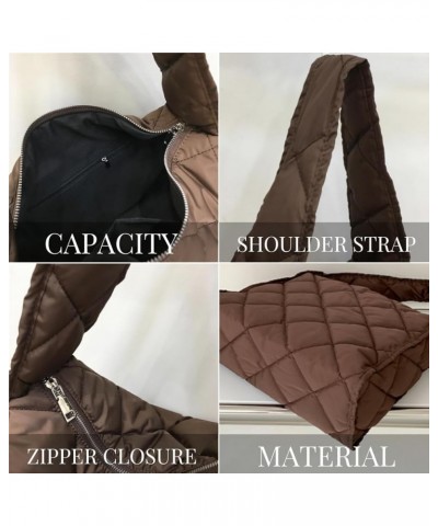 Quilted Puffer Tote Bag Women Chic Puffer Shoulder Bag for Women Trendy Quilted Purse Puffy Bag Large Capacity Beige $16.42 T...