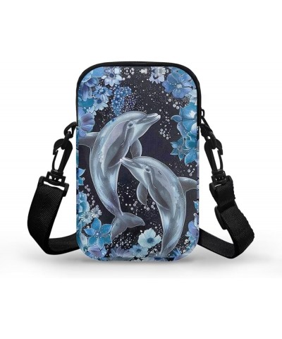 Tongluoye Small Crossbody Bags for Women Cellphone Purse Mini Over Shoulder Handbag Dolphin Flower $11.43 Crossbody Bags