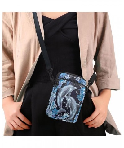 Tongluoye Small Crossbody Bags for Women Cellphone Purse Mini Over Shoulder Handbag Dolphin Flower $11.43 Crossbody Bags