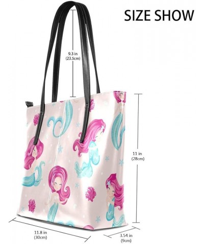 Handbags for Women Tote Bags with 11.08"(L) x 3.54"(W) x 11.02"(W) - Cyan Cute Tyrannosaurus Cute Little Mermaid $21.92 Totes