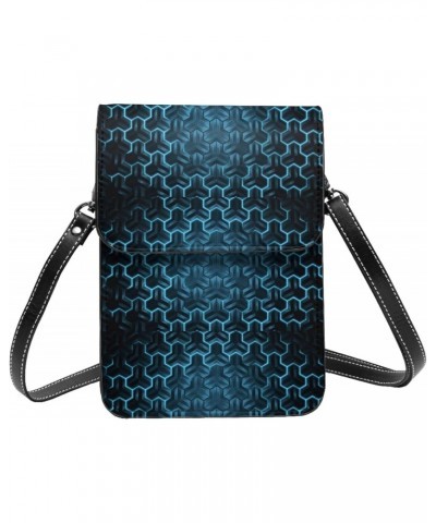 Geometric 3D Blue Polygon Light Abstract Small Crossbody Cell Phone Purse for Women Mini Messenger Leather Shoulder Wallet $1...