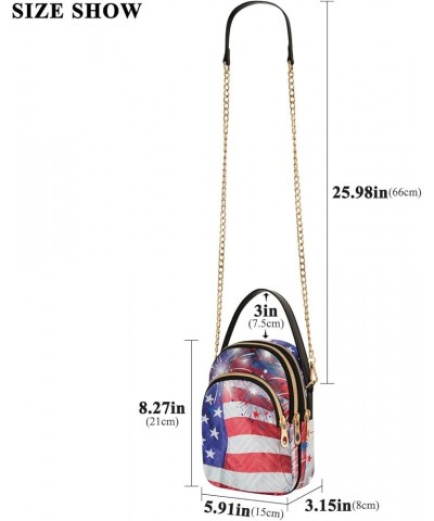 Pastel Glitter Shoulder Bags Chain Crossbody Bag Usa Flag With Fireworks $11.26 Shoulder Bags