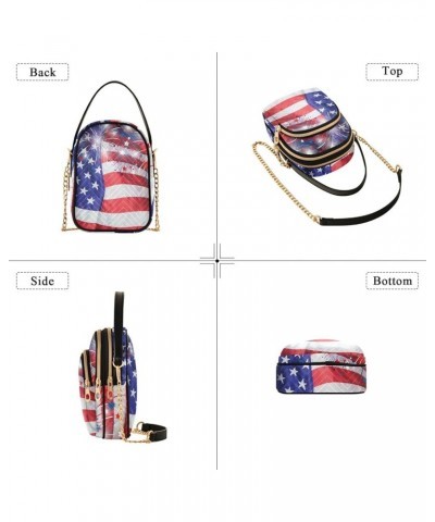 Pastel Glitter Shoulder Bags Chain Crossbody Bag Usa Flag With Fireworks $11.26 Shoulder Bags