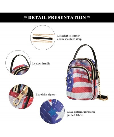 Pastel Glitter Shoulder Bags Chain Crossbody Bag Usa Flag With Fireworks $11.26 Shoulder Bags