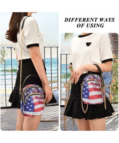 Pastel Glitter Shoulder Bags Chain Crossbody Bag Usa Flag With Fireworks $11.26 Shoulder Bags