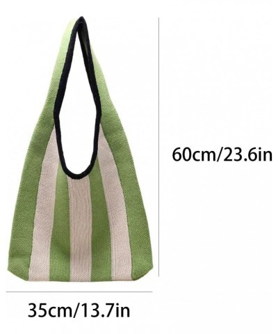 Stripe Tote Bag for Women, Knitted Shoulder Bag, Retro Beach Bag, Soft Large Capacity Handbags for Vacation,Travel,Daily Matc...