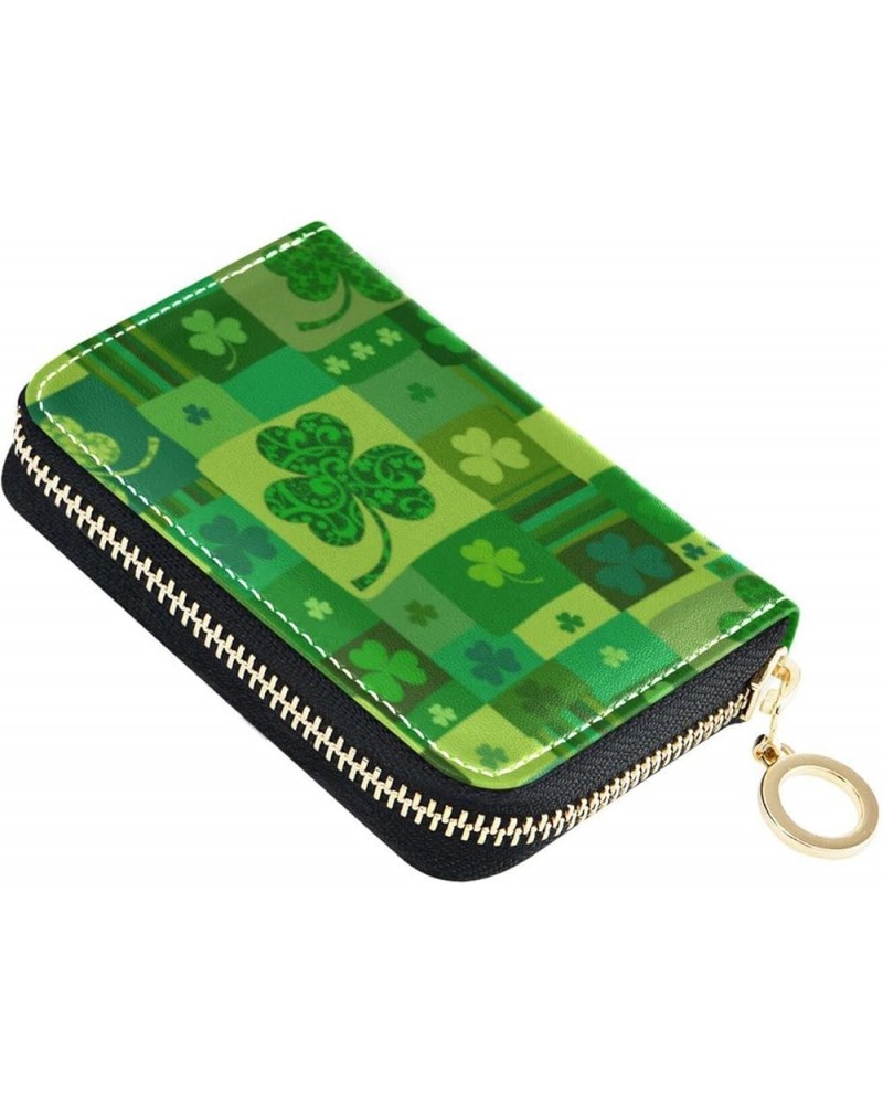 Colorful Butterfly RFID Credit Card Holder Leather With Zipper Card Case Wallet for Women Girls St Patricks Day Shamrock $9.6...