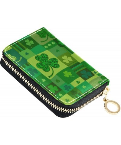 Colorful Butterfly RFID Credit Card Holder Leather With Zipper Card Case Wallet for Women Girls St Patricks Day Shamrock $9.6...