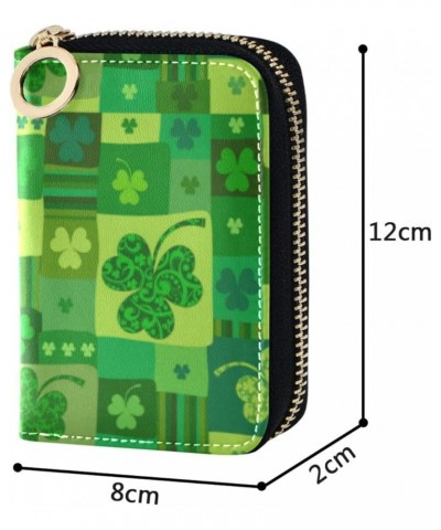 Colorful Butterfly RFID Credit Card Holder Leather With Zipper Card Case Wallet for Women Girls St Patricks Day Shamrock $9.6...