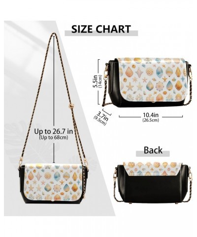 Black Crossbody Bag for Womens Waterproof Side Bags with Adjustable Strap Small Purses Shells Ocean Waves Beach Starfish Cora...