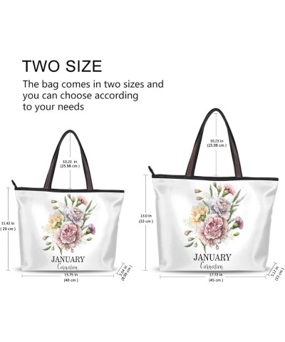 Birth Month Flower Born in January Carnation Women Handbags Purses Tote Shoulder Bag Top Handle Bag for Daily Work Travel Jan...