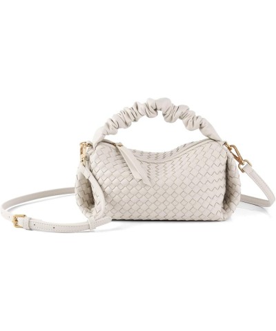 Woven Handbags For Women, Vegan Leather Crossbody Bag With Detachable Strap Shoulderbag, Weave Wristlet Clutch Beige $26.09 W...