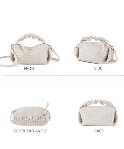 Woven Handbags For Women, Vegan Leather Crossbody Bag With Detachable Strap Shoulderbag, Weave Wristlet Clutch Beige $26.09 W...