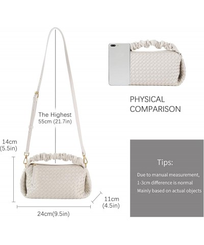 Woven Handbags For Women, Vegan Leather Crossbody Bag With Detachable Strap Shoulderbag, Weave Wristlet Clutch Beige $26.09 W...