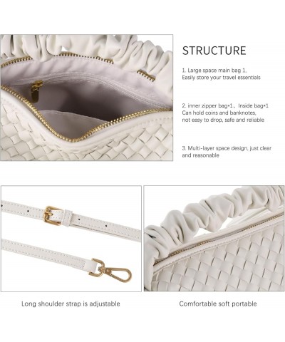 Woven Handbags For Women, Vegan Leather Crossbody Bag With Detachable Strap Shoulderbag, Weave Wristlet Clutch Beige $26.09 W...