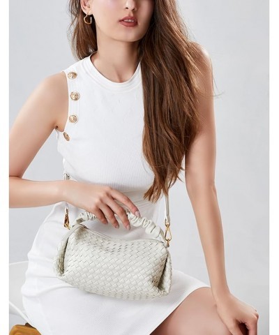 Woven Handbags For Women, Vegan Leather Crossbody Bag With Detachable Strap Shoulderbag, Weave Wristlet Clutch Beige $26.09 W...