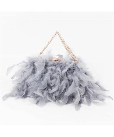 Women's Real Natural Ostrich Feather Clutch Evening Bags Fluffy Purse Handbag Feather Tote Bag for Wedding Party C-black $21....