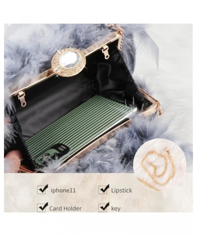 Women's Real Natural Ostrich Feather Clutch Evening Bags Fluffy Purse Handbag Feather Tote Bag for Wedding Party C-black $21....