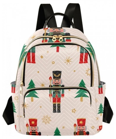 Christmas Women Backpack Nutcrackers Soldier Golden Snowflake Anti-Theft Travel Backpack with Luggage Belt Durable Lightweigh...