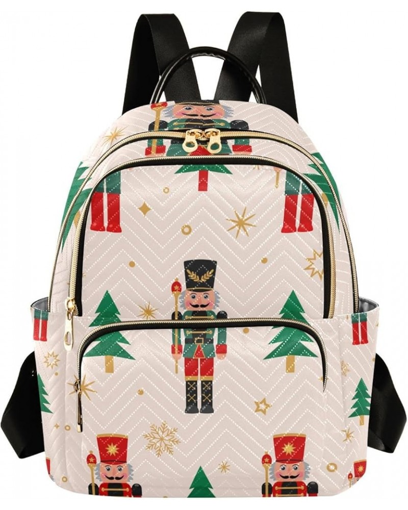 Christmas Women Backpack Nutcrackers Soldier Golden Snowflake Anti-Theft Travel Backpack with Luggage Belt Durable Lightweigh...