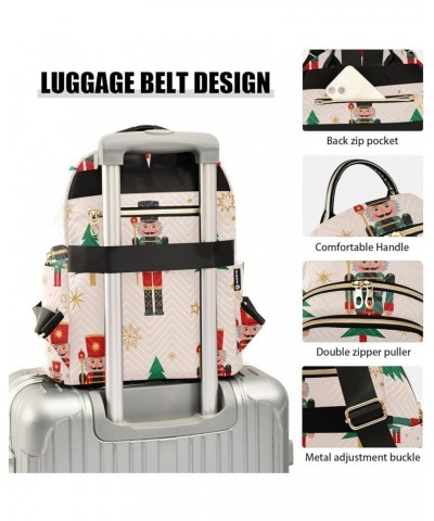 Christmas Women Backpack Nutcrackers Soldier Golden Snowflake Anti-Theft Travel Backpack with Luggage Belt Durable Lightweigh...