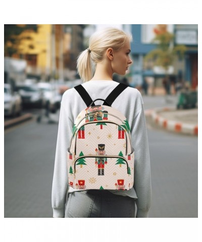 Christmas Women Backpack Nutcrackers Soldier Golden Snowflake Anti-Theft Travel Backpack with Luggage Belt Durable Lightweigh...