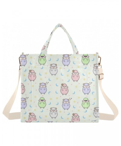 Cute Sheep Character Corduroy Tote Versatile Shoulder Bag for Women Zipper Magnetic Clasp，S $12.09 Totes