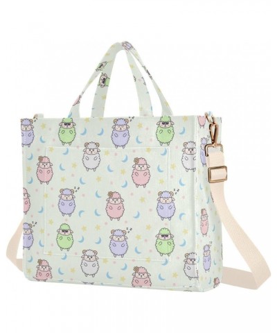 Cute Sheep Character Corduroy Tote Versatile Shoulder Bag for Women Zipper Magnetic Clasp，S $12.09 Totes