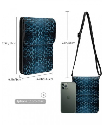 Geometric 3D Blue Polygon Light Abstract Small Crossbody Cell Phone Purse for Women Mini Messenger Leather Shoulder Wallet $1...