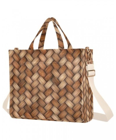 3d Wicker Print Brown Corduroy Tote Bag for Women Hobo Crossbody Bag Purse Stylish Shoulder Handbag Messenger Bags, S $9.87 T...