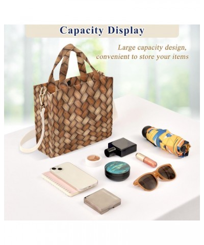 3d Wicker Print Brown Corduroy Tote Bag for Women Hobo Crossbody Bag Purse Stylish Shoulder Handbag Messenger Bags, S $9.87 T...