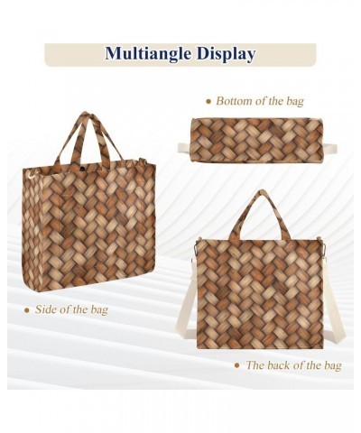 3d Wicker Print Brown Corduroy Tote Bag for Women Hobo Crossbody Bag Purse Stylish Shoulder Handbag Messenger Bags, S $9.87 T...