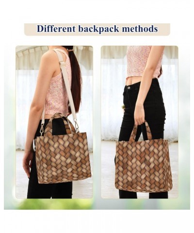 3d Wicker Print Brown Corduroy Tote Bag for Women Hobo Crossbody Bag Purse Stylish Shoulder Handbag Messenger Bags, S $9.87 T...