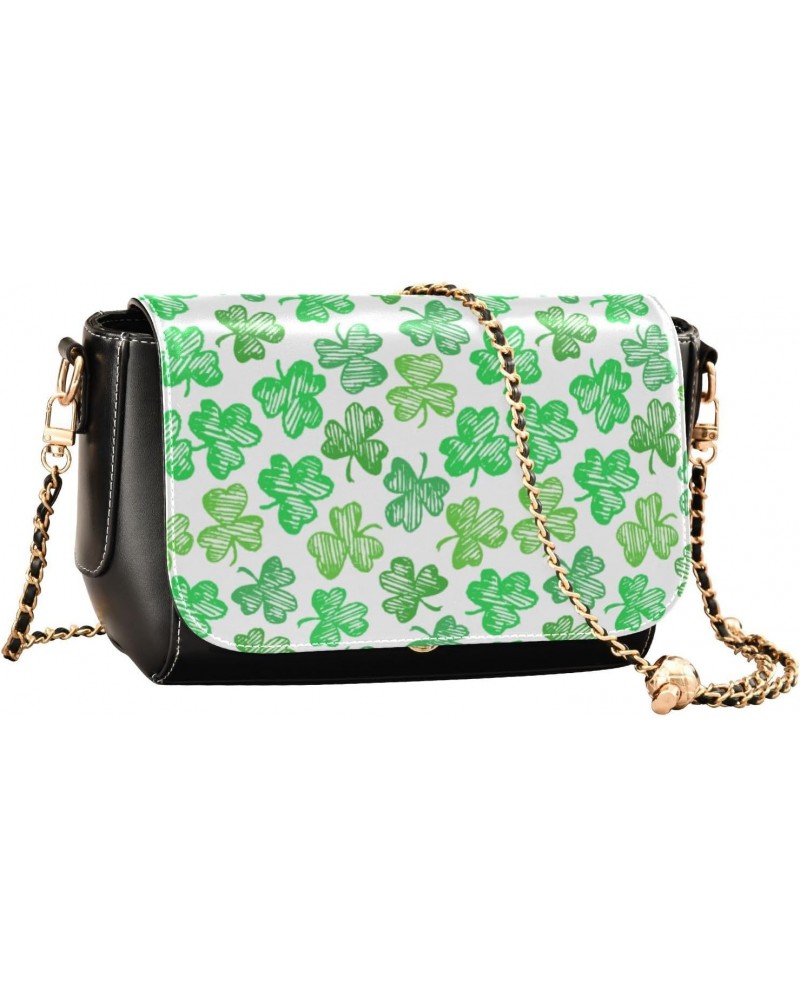 St. Patrick's Day Crossbody Handbag Cute Green Shamrock PU Leather Shoulder Bag Sturdy Travel Pouch Compact Chic Bag for Wome...